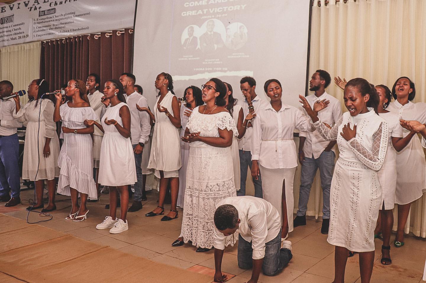 Worship team performing during Sunday service at Revival Palace Community Church